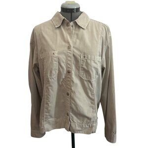 Fresh Produce Womens Beige 100% Cotton Snap-Front Long Sleeve Shirt Jacket XL